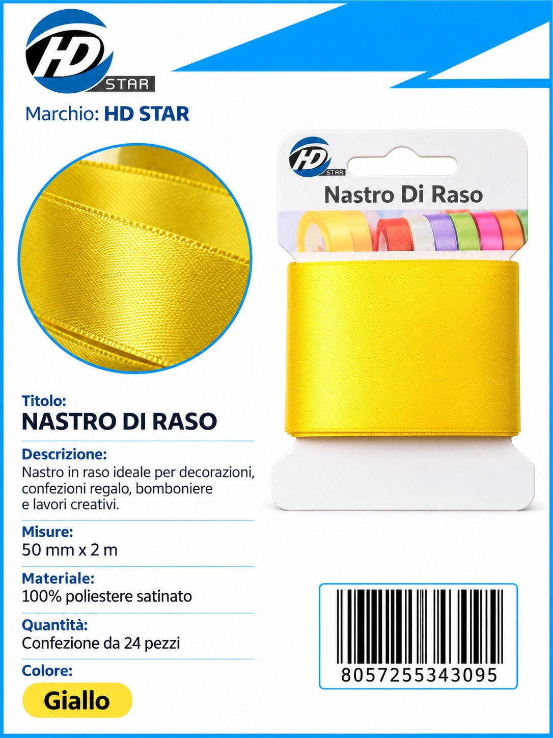 Z34309 Bb Nastro Di Raso 50Mm*2M Giallo
