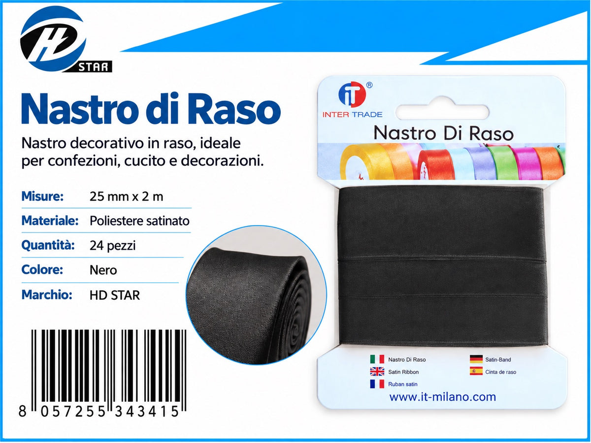 Z34341 Bg Nastro Di Raso 25Mm*2M Nero