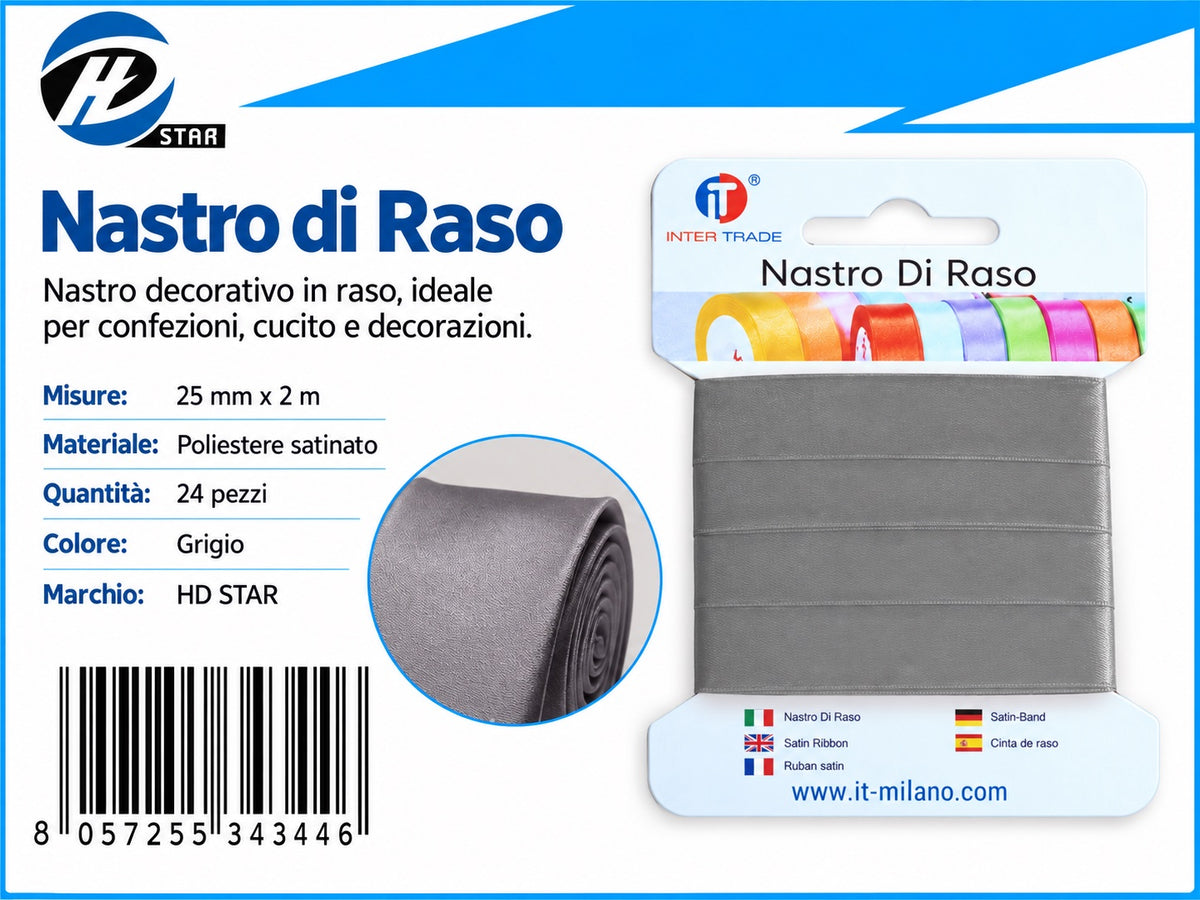 Z34344 Bg Nastro Di Raso 25Mm*2M Grigio