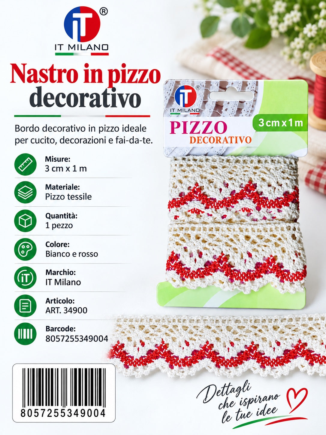 34900 Pizzo Decorativo 3Cm*1M