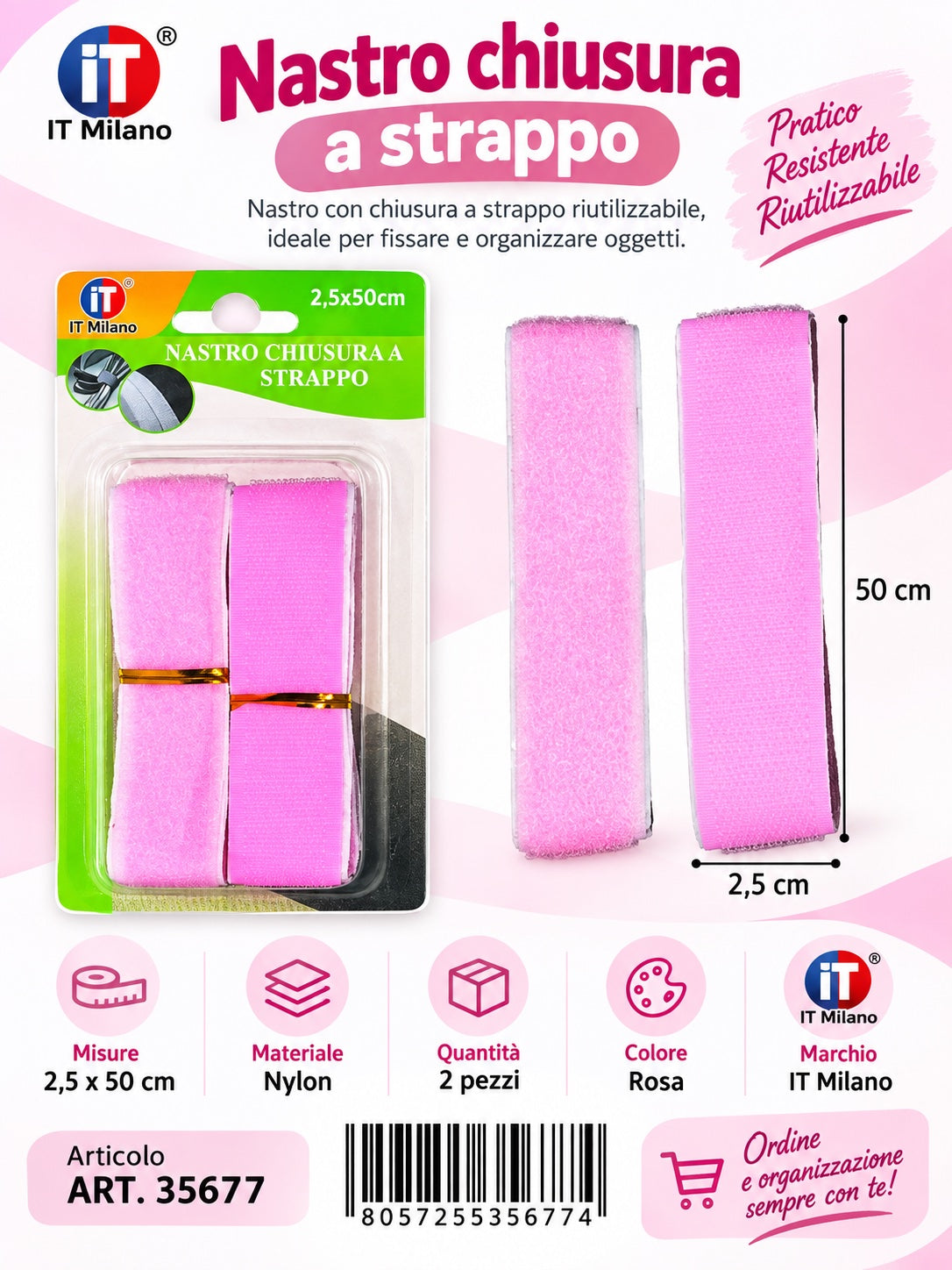 V35677 Nastro Velcro 2.5*50Cm