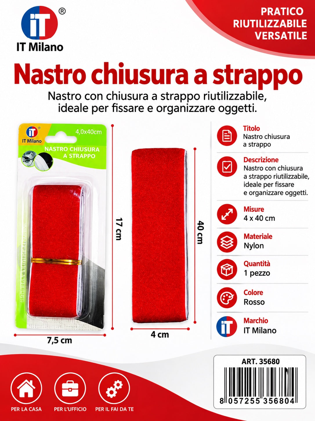 V35680 Nastro Velcro 4*40Cm