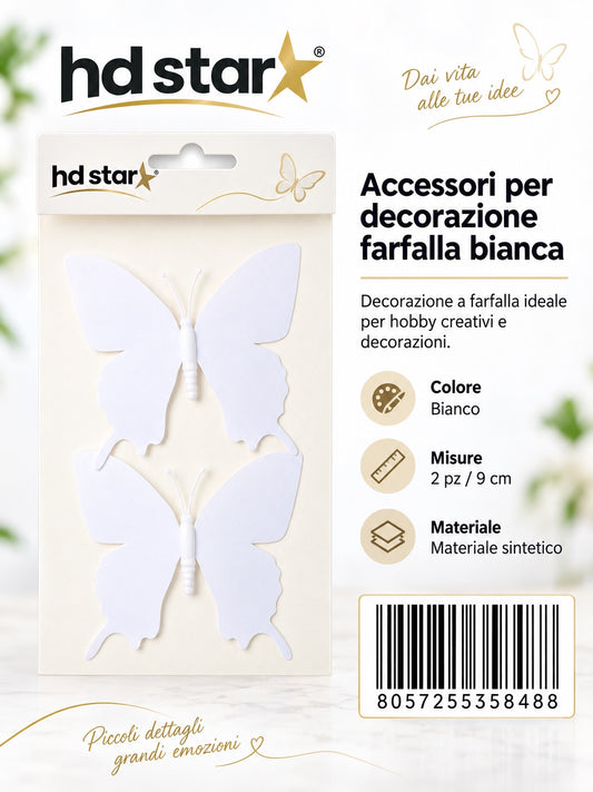 35848 Adesivi Decorativi Farfalla Bianca 2Pz 9Cm Ct 384