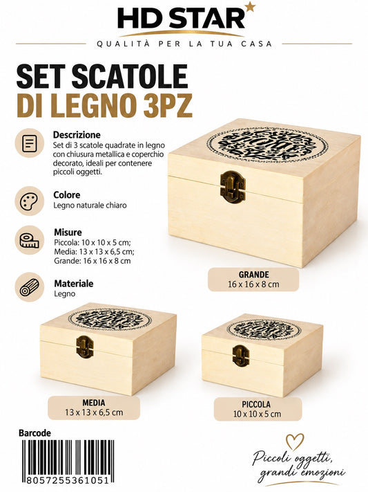 36105 Set Scatole Di Legno 3Pz Ct 60
