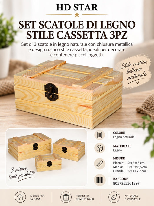 36129 Set Scatole Di Legno 3Pz Ct 72