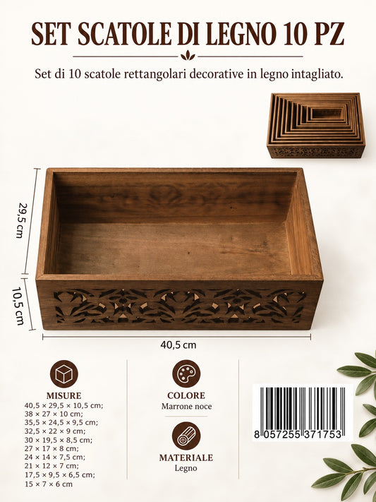37175 Set Scatole Di Legno 10Pz Ct 4