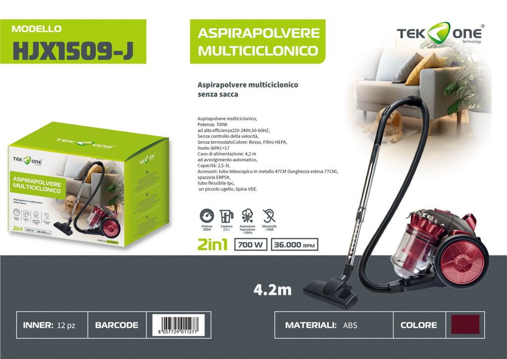 Aspirapolvere Multiciclonico 700W 220-240V 50-60HZ