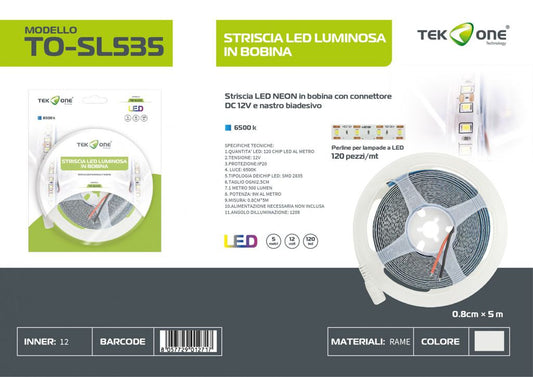Striscia Led In Bobina 5M 120LED Luce Fredda 6500K