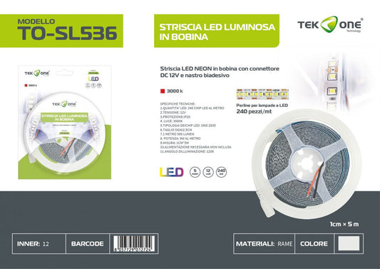 Striscia Led In Bobina 5M 240LED Luce Calda 3000K