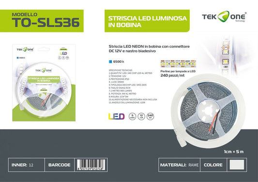 Striscia Led In Bobina 5M 240LED Luce Fredda 6500K