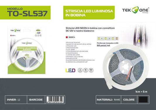 Striscia Led In Bobina 5M 60LED Luce Calda 3000K