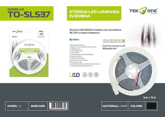 Striscia Led In Bobina 5M 60LED Luce Fredda 6500K