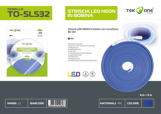 Striscia Led Neon In Bobina 5M 120LED Luce Blu