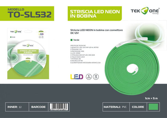 Striscia Led Neon In Bobina 5M 120LED Colore Verde
