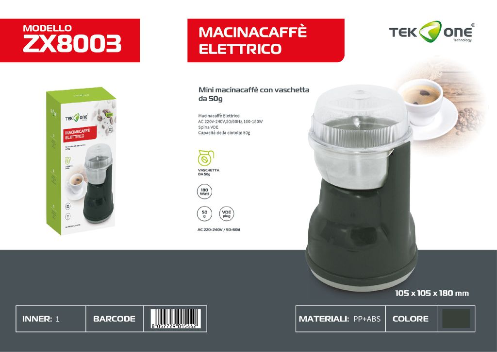 Mini Maccinacaffe' Elettrico Con Vaschetta Da 50G 220-240V 50-60Hz 160-180W