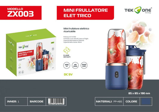 Mini Frullatore Elettrico Ricaricabile Dc 5V 1500mAh 400ML 40W
