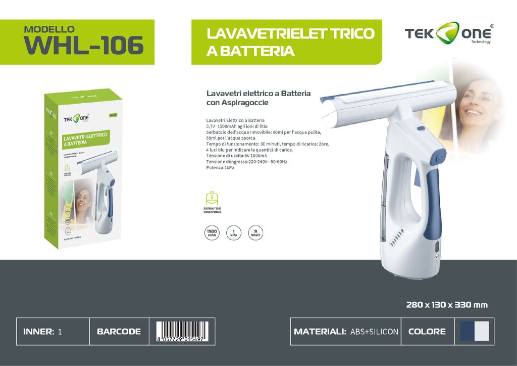 Lavavetri Elettrico A Batteria 1500mAh 9W