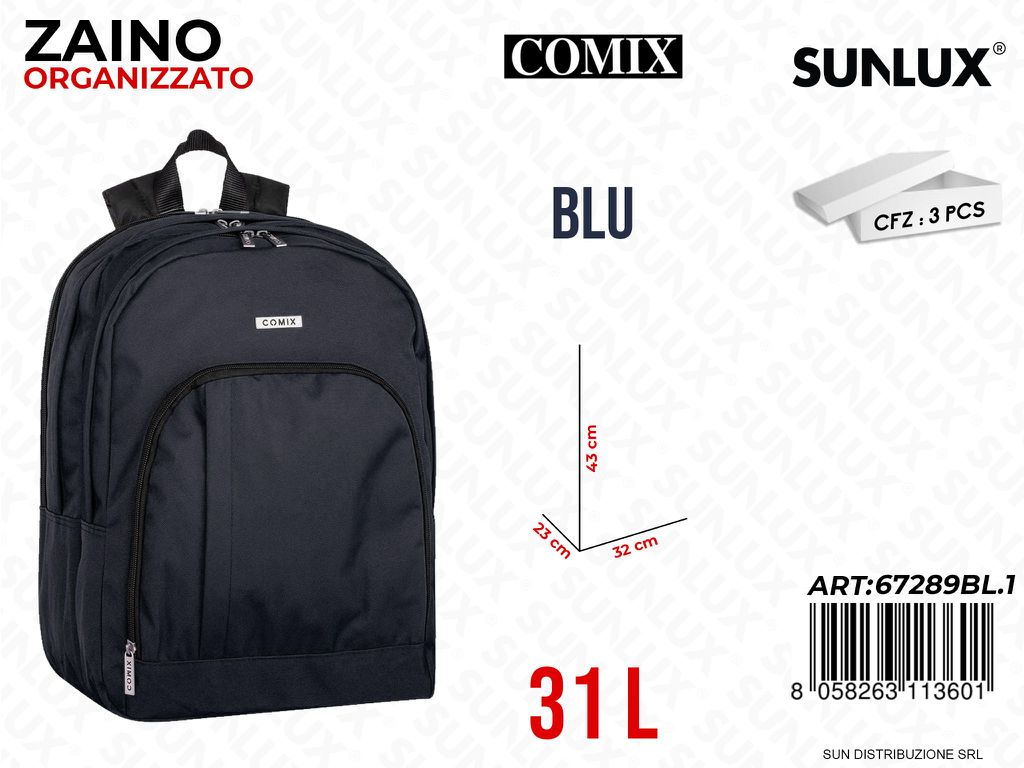 ZAINO ORGANIZZATO BLU COMIX 32*43*23CM /PZ DA 3**