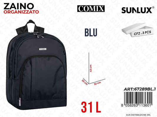 ZAINO ORGANIZZATO BLU COMIX 32*43*23CM /PZ DA 3**