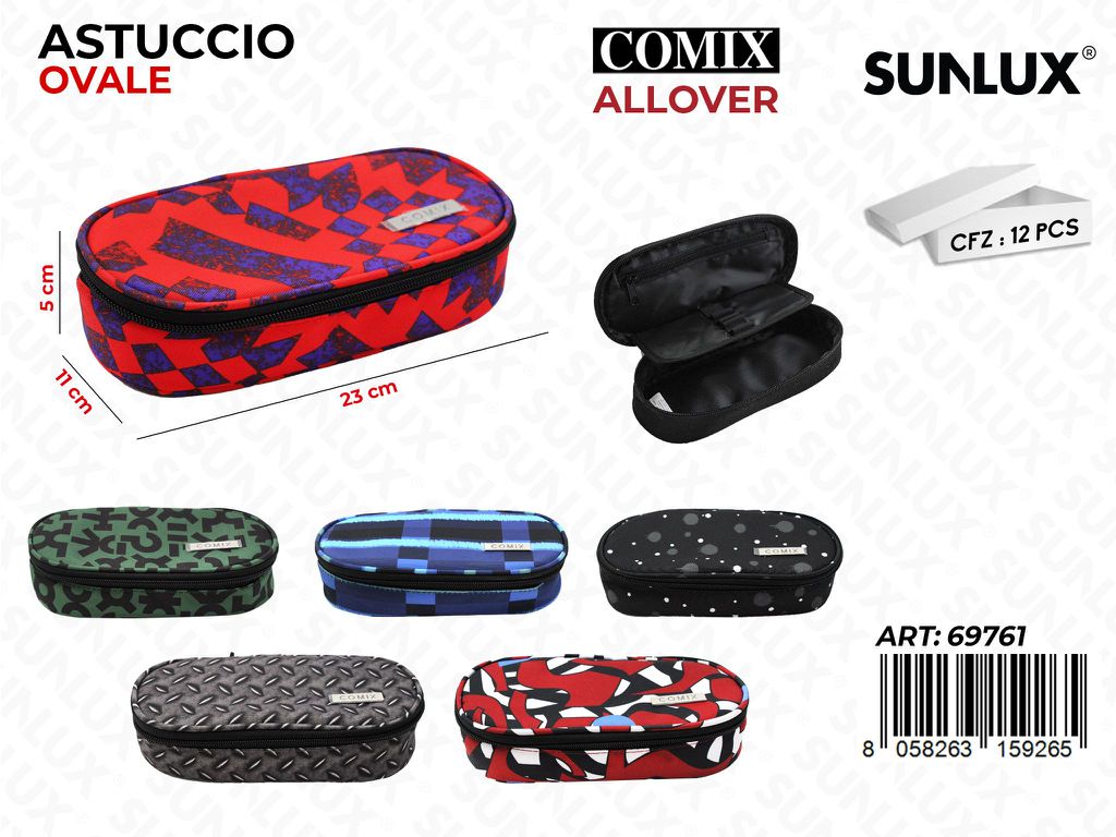 ASTUCCIO OVALE COMIX ALLOVER ASS. 23*11*5CM /PZ DA 12**