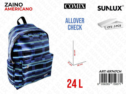 ZAINO AMERIC. COMIX ALLOVER CHECK 30*40*17CM /PZ DA 3**