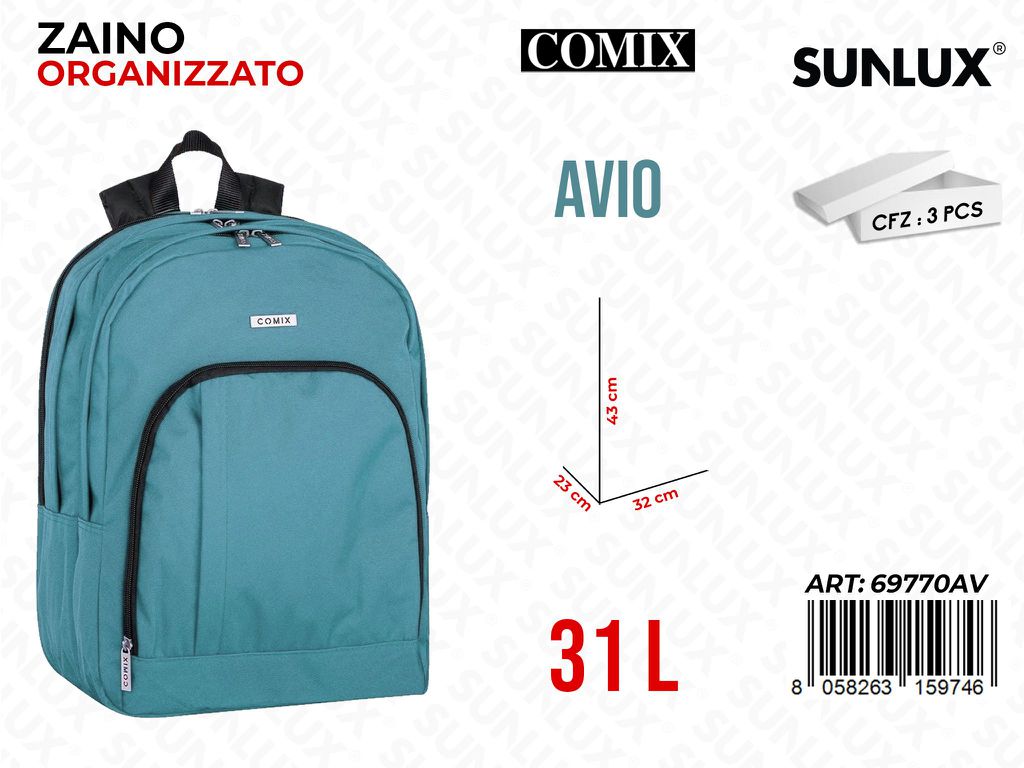 ZAINO ORGAN. COMIX AVIO 32*43*23CM /PZ DA 3**
