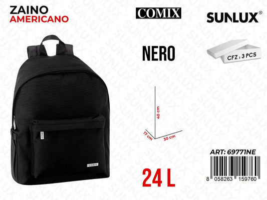 ZAINO AMERIC. COMIX NERO 30*40*17CM /PZ DA 3**
