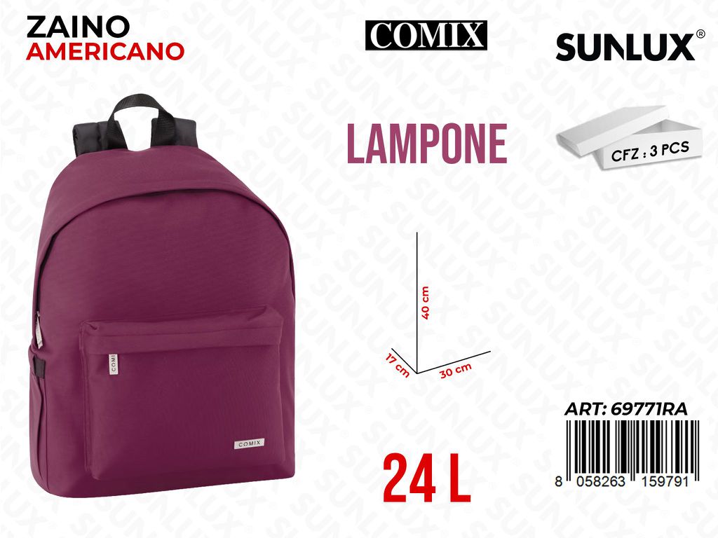 ZAINO AMERIC. COMIX LAMPONE 30*40*17CM /PZ DA 3**