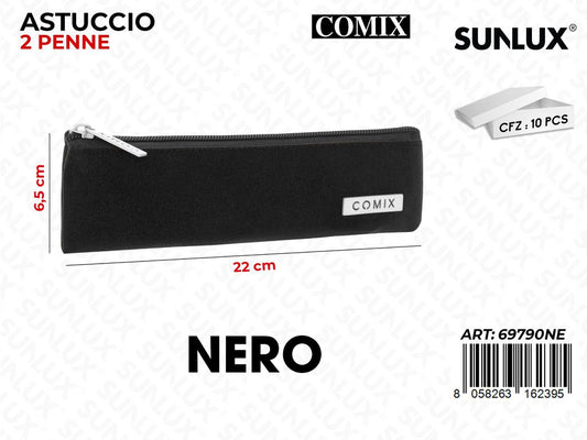 ASTUCCIO COMIX 2PENNE NERO 22*6.5CM /PZ DA 10**