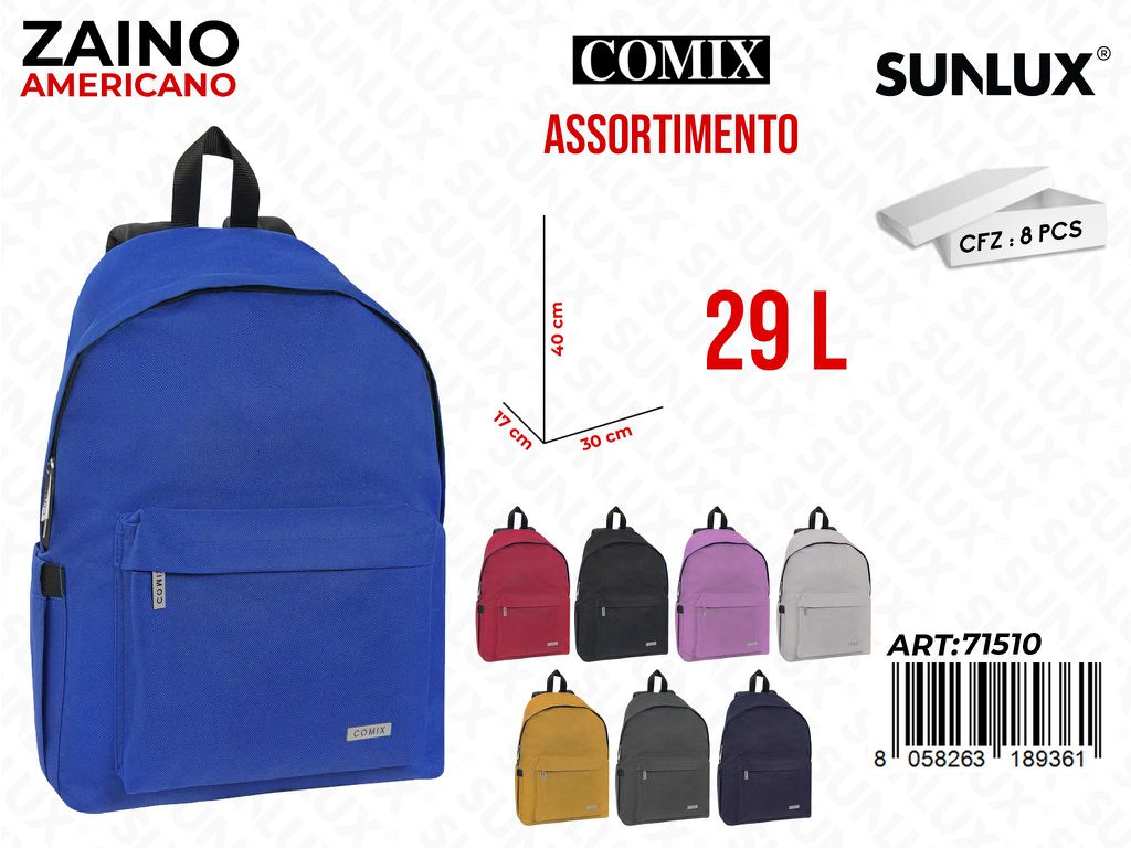 ZAINO AMERICANO COMIX COL. ASS. 30*40*17CM /PZ DA 8**