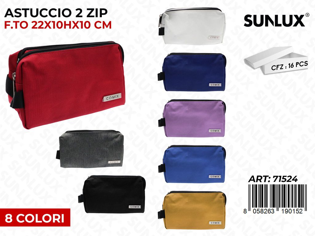 ASTUCCIO COMIX 2ZIP MONOCOLORE ASS. 22*10*10CM /PZ DA 16**