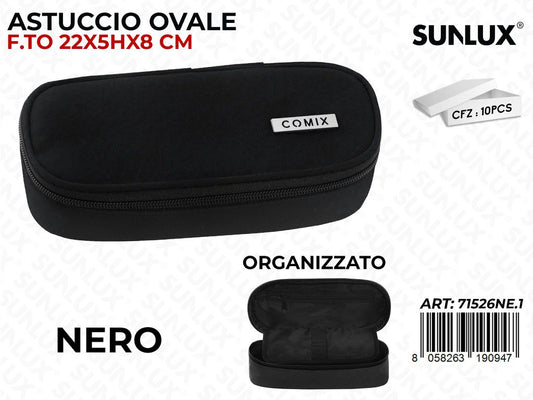 ASTUCCIO OVALE COMIX NERO 22*5*7CM /PZ DA 10**