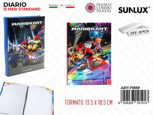 DIARIO STD 12MESI MARIOKART ASS. 13.5*18.5CM /PZ DA 10**