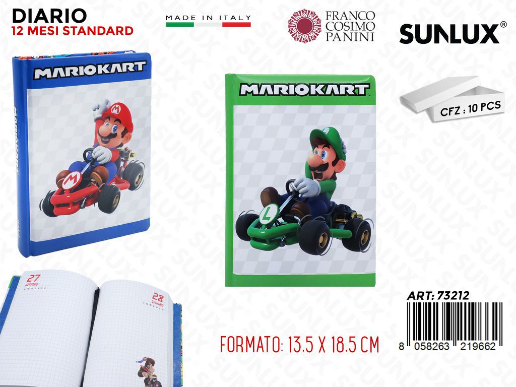 DIARIO MARIOKART 12 MESI 13.5*18.5CM ASS.