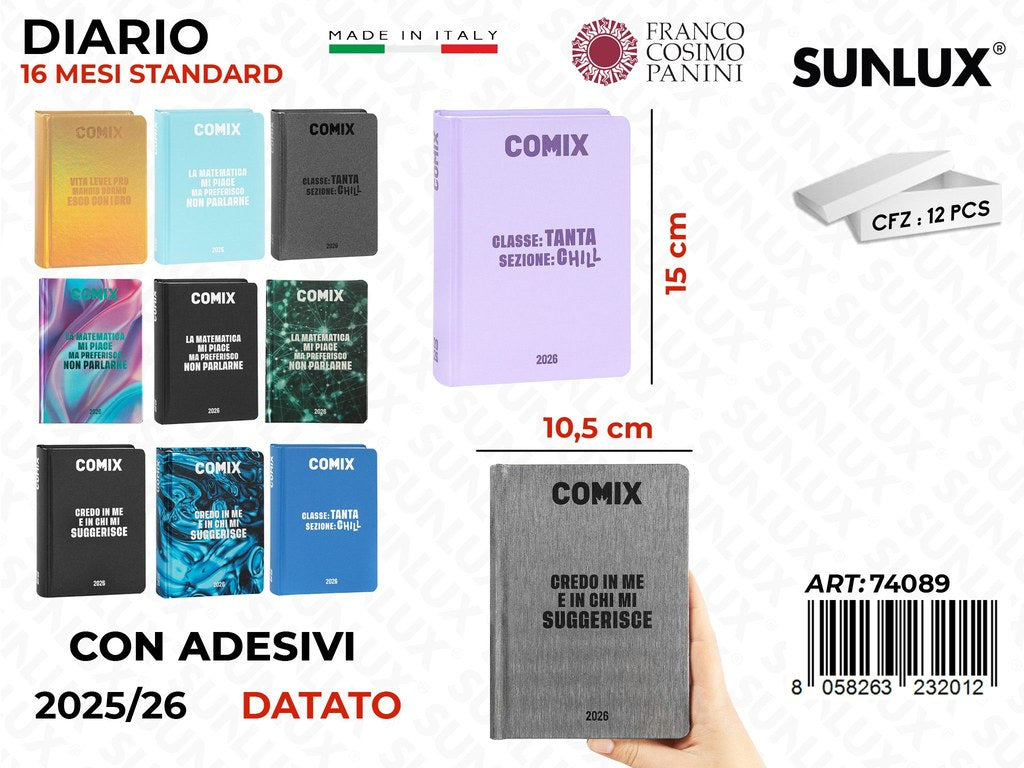 DIARIO COMIX 16MESI STD DATATO ASS. 10.5*15CM
