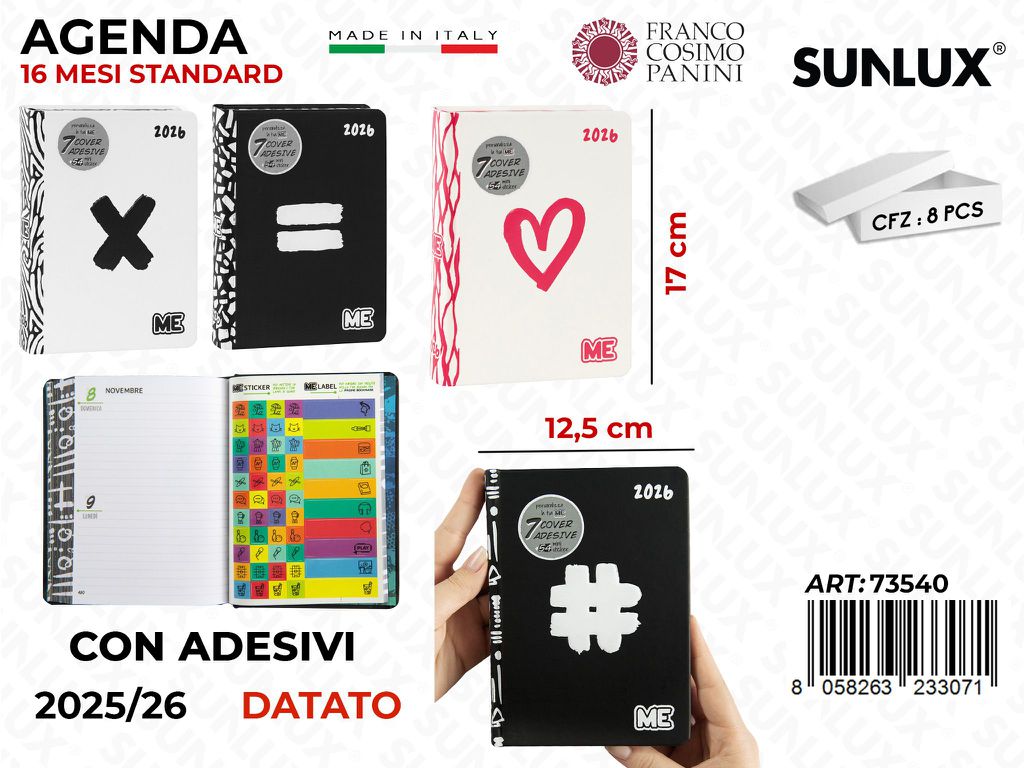 AGENDA 16MESI STD DATATO ASS. 12.5*17CM
