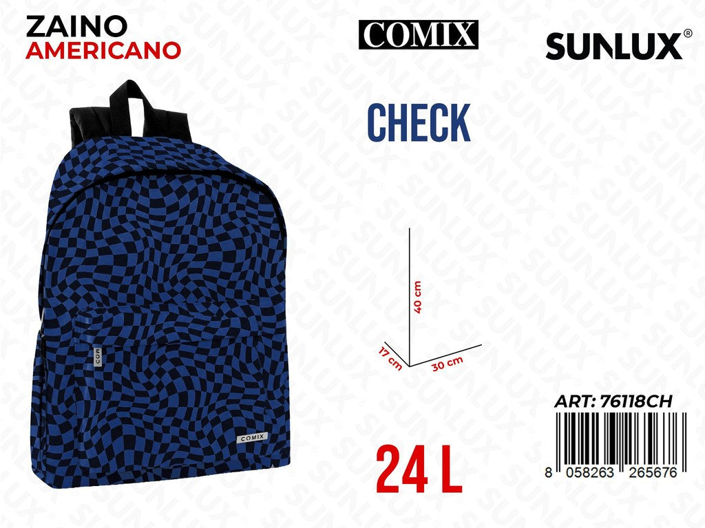 COMIX ZAINO AMERICANO ALLOVER CHECK 30*40*17CM