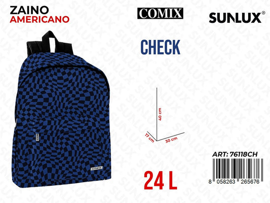COMIX ZAINO AMERICANO ALLOVER CHECK 30*40*17CM