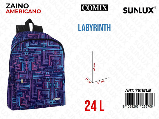 COMIX ZAINO AMERICANO ALLOVER LABYRINTH 30*40*17CM