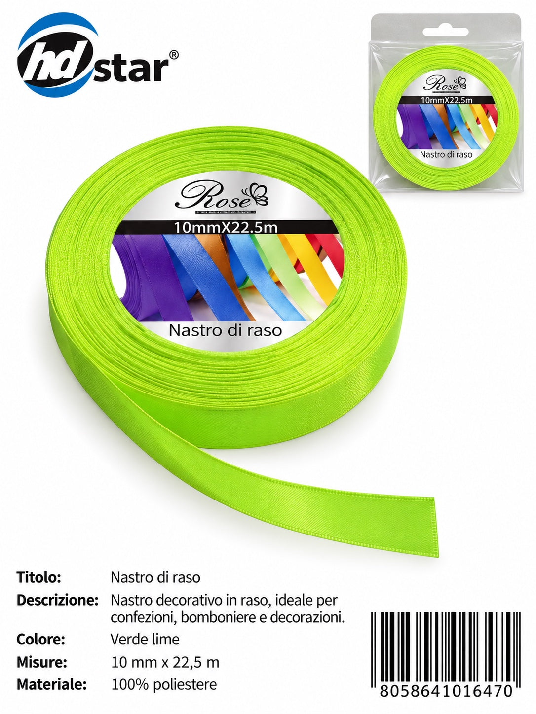 01647 Nastro Di Raso 10Mm*22.5M 10Mm*22.5M 57#