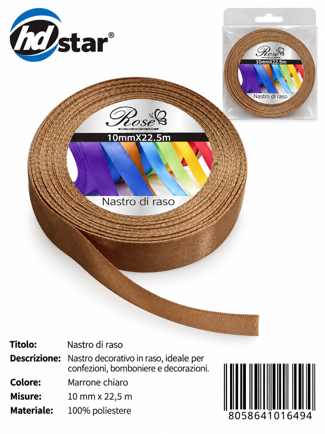 01649 Nastro Di Raso 10Mm*22.5M 10Mm*22.5M 105#