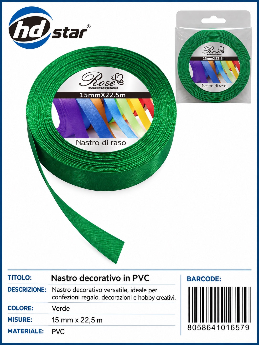 01657 Nastro Di Raso 15Mm*22.5M 15Mm*22.5M 19#