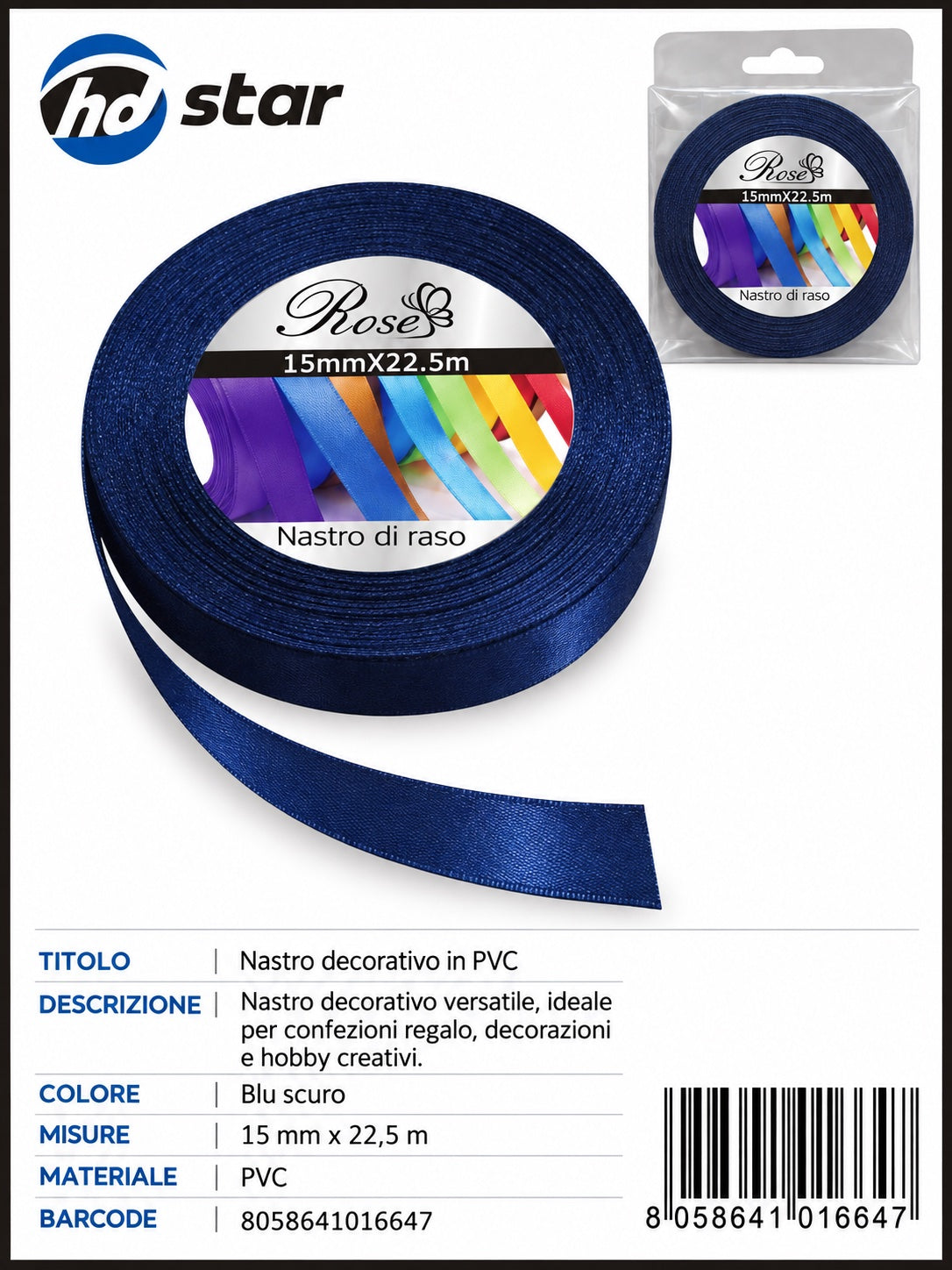 01664 Nastro Di Raso 15Mm*22.5M 15Mm*22.5M 38#
