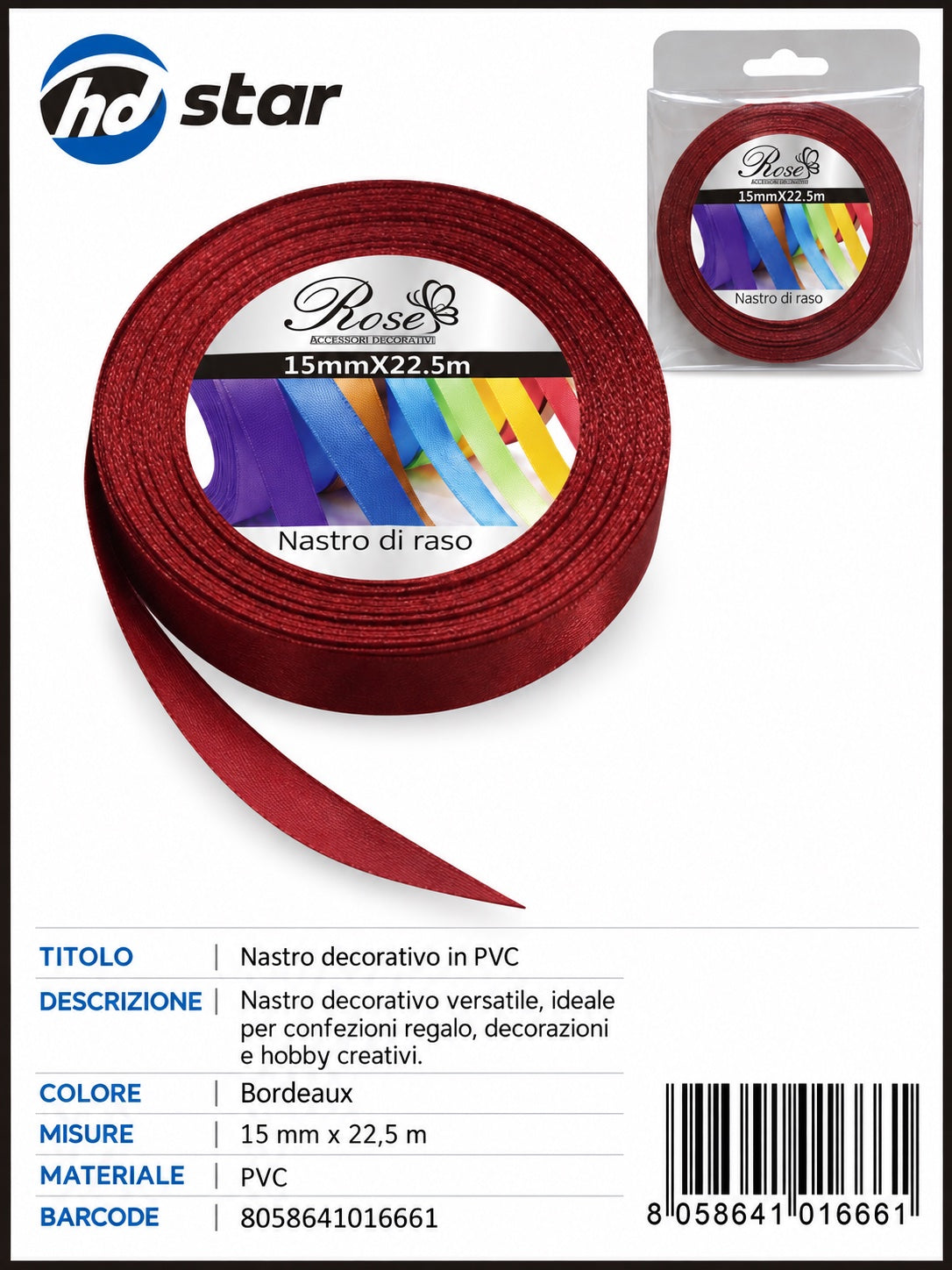 01666 Nastro Di Raso 15Mm*22.5M 15Mm*22.5M 48#