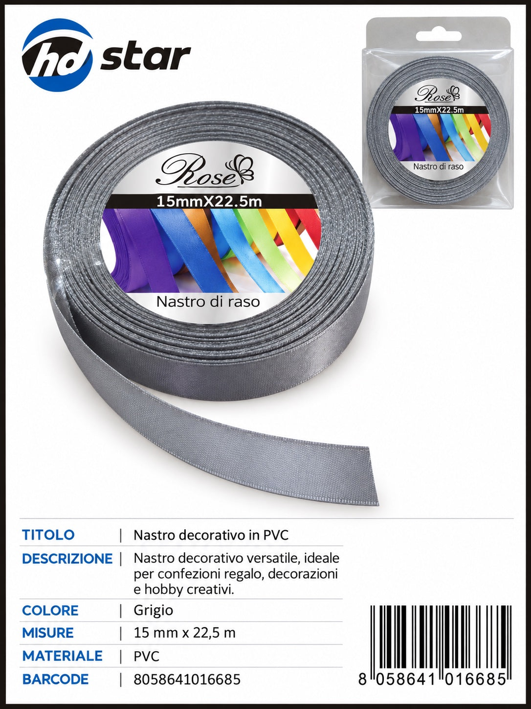 01668 Nastro Di Raso 15Mm*22.5M 15Mm*22.5M 57#