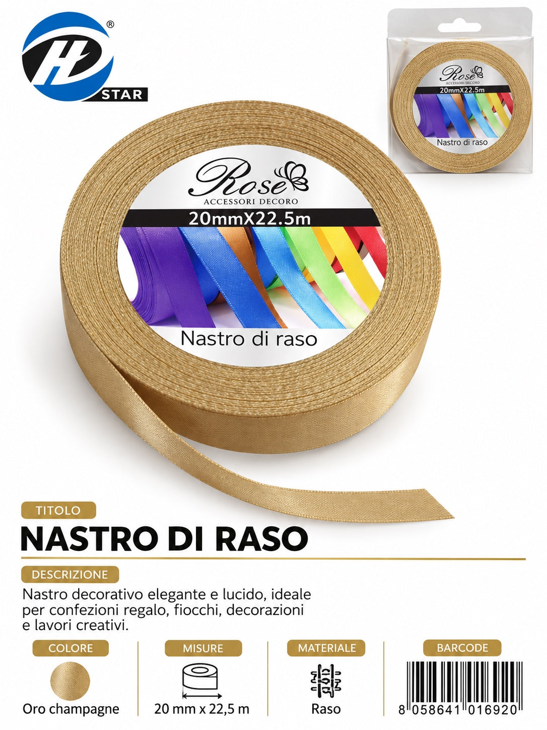 01692 Nastro Di Raso 20Mm*22.5M 20Mm*22.5M 186#
