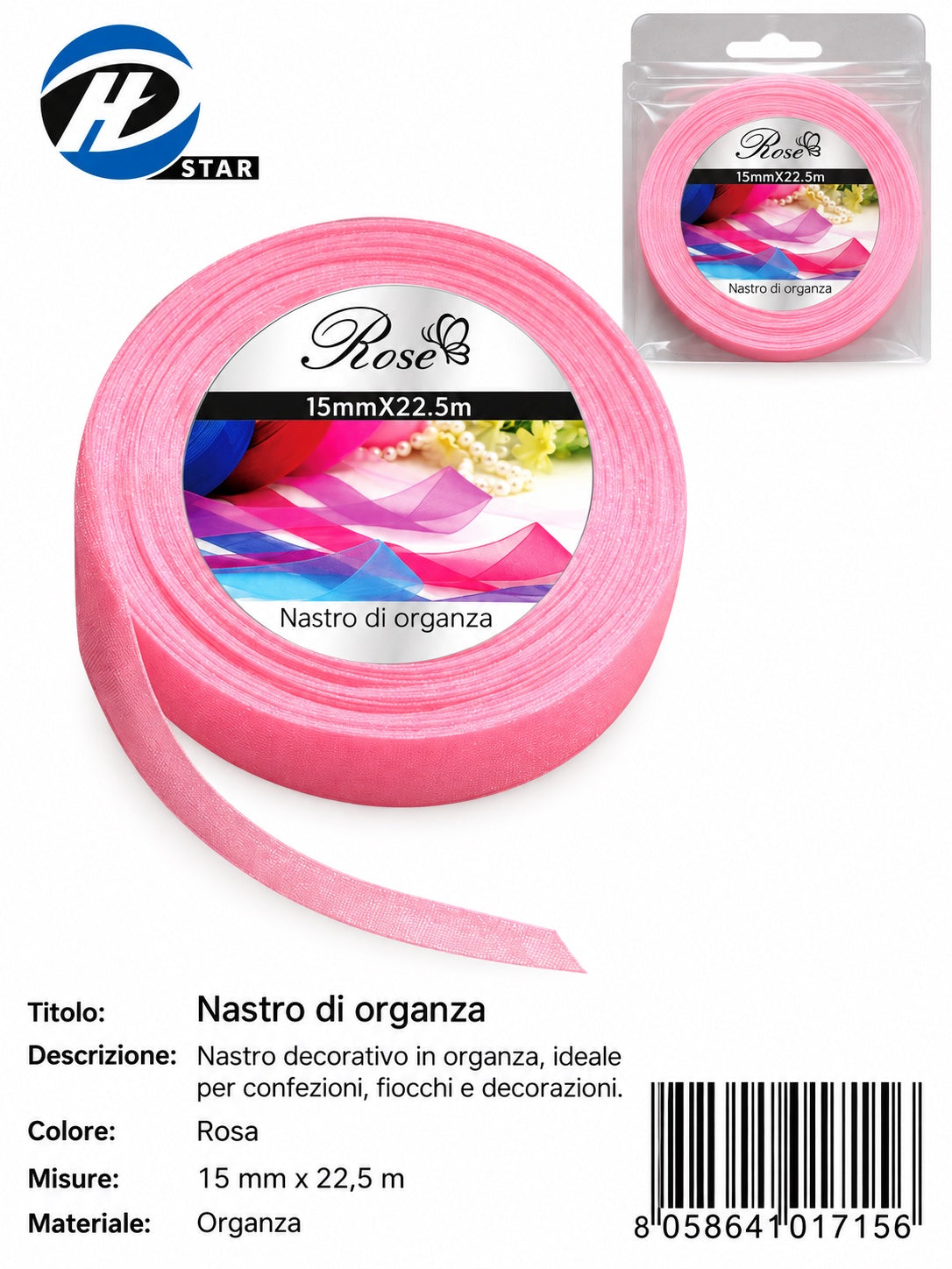 01715 Nastro Di Organza 15Mm*22.5M 15Mm*22.5M 05#
