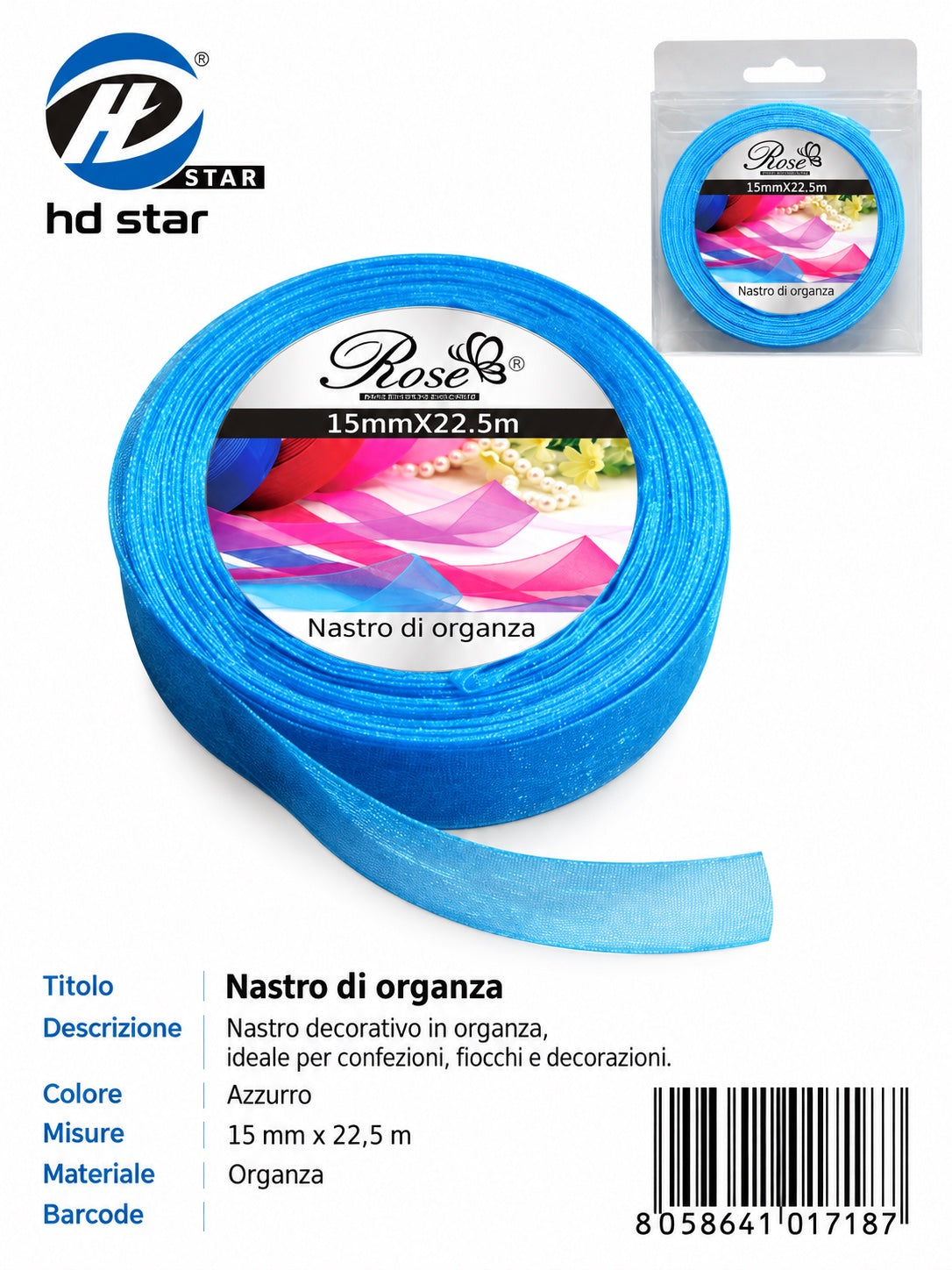 01723 Nastro Di Organza 15Mm*22.5M 15Mm*22.5M 32#