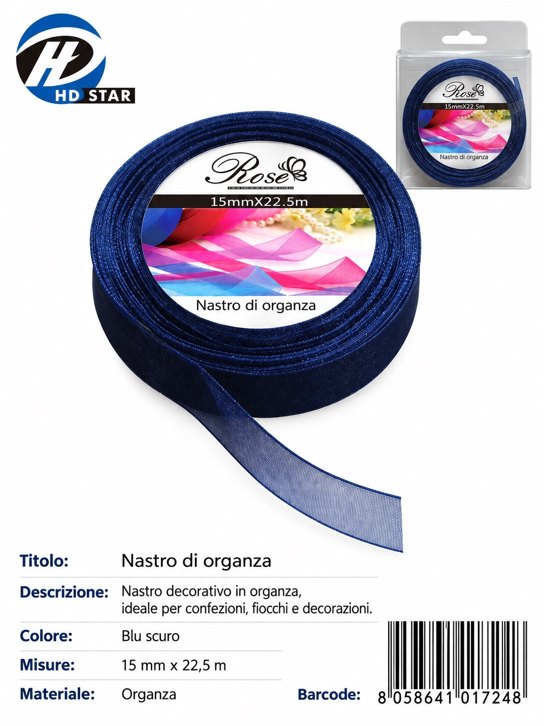 01724 Nastro Di Organza 15Mm*22.5M 15Mm*22.5M 38#