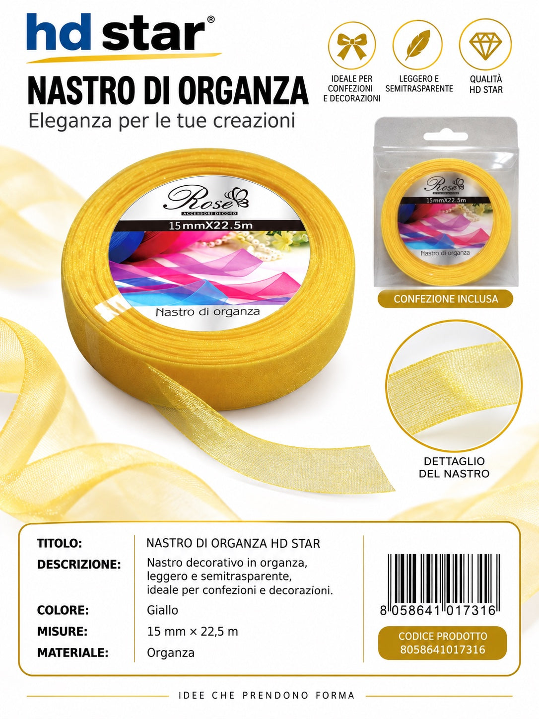 01731 Nastro Di Organza 15Mm*22.5M 15Mm*22.5M 143#